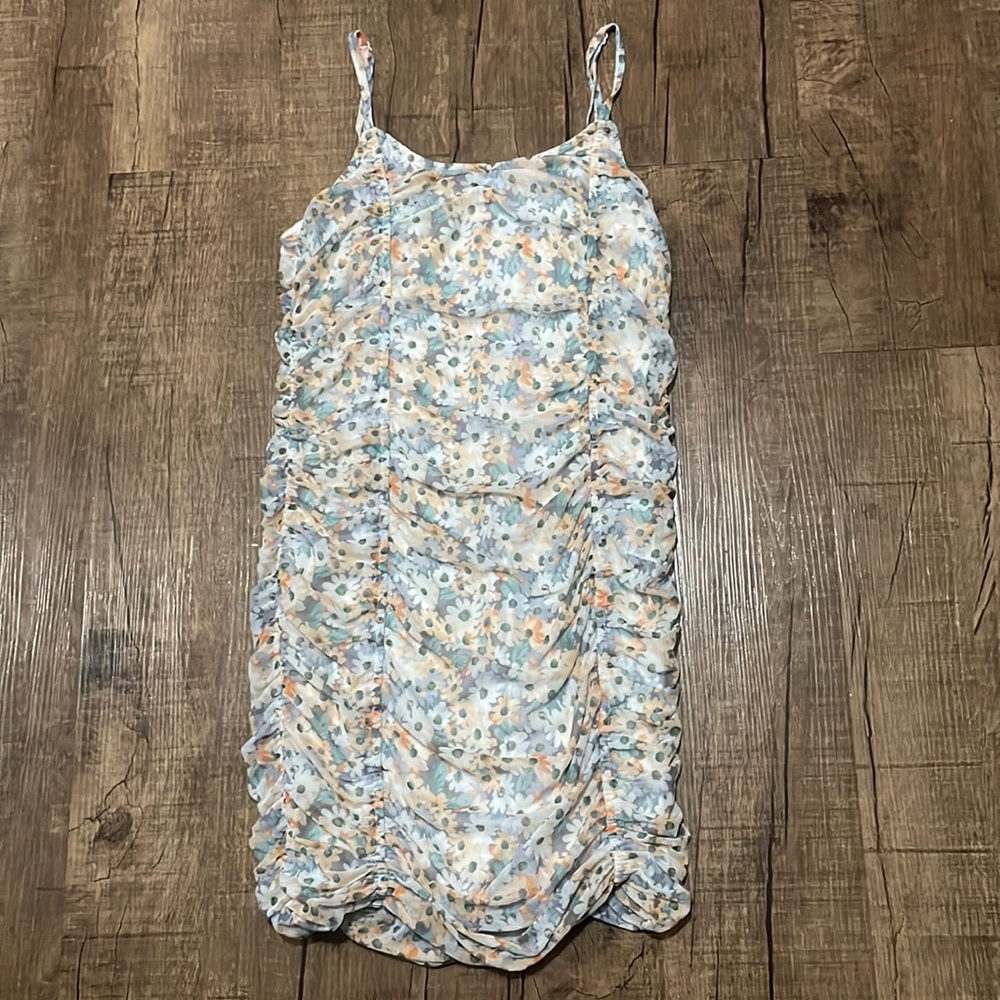 SHEIN Floral Ruched Mini Dress